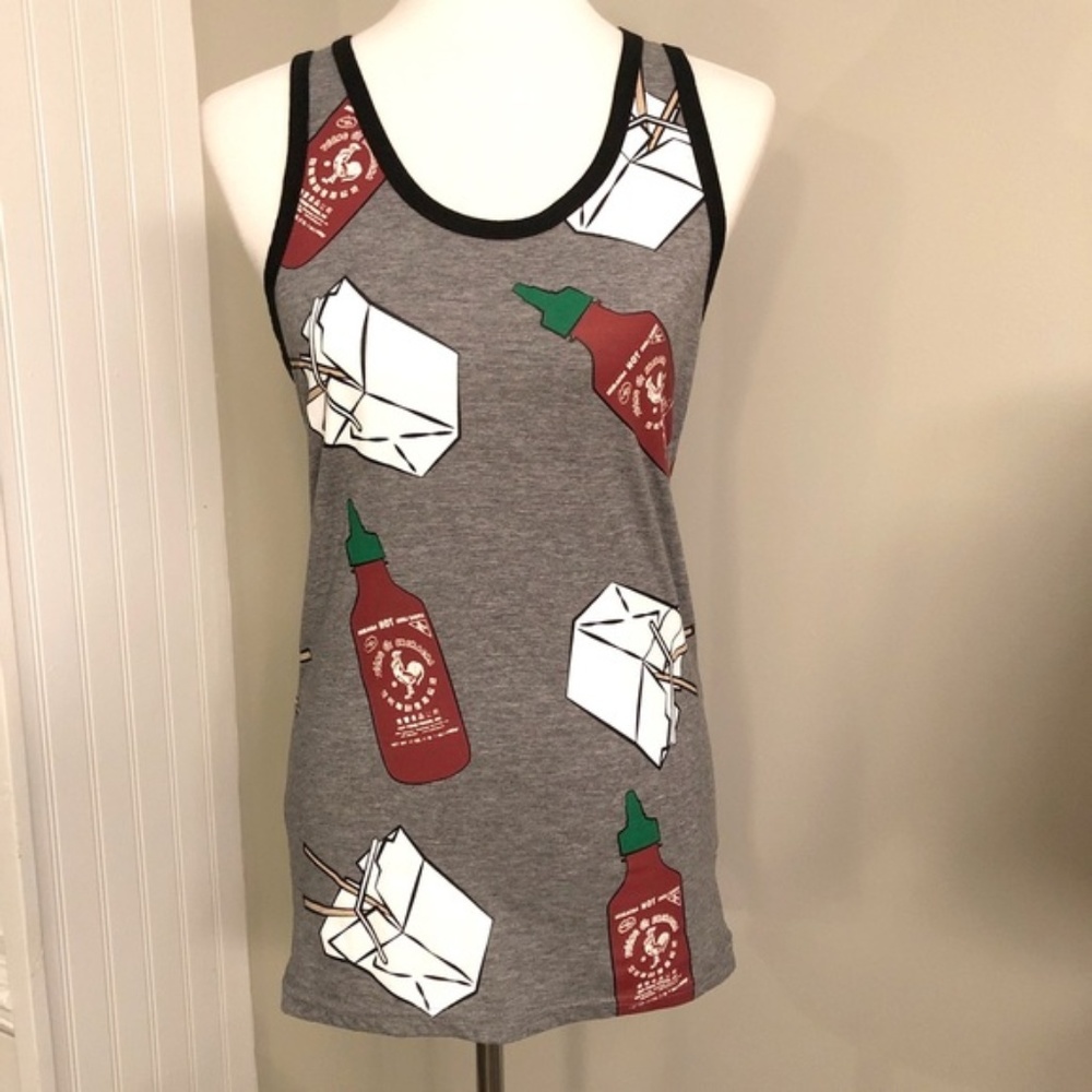 Sriracha Gray Cotton Graphic Novelty Tank